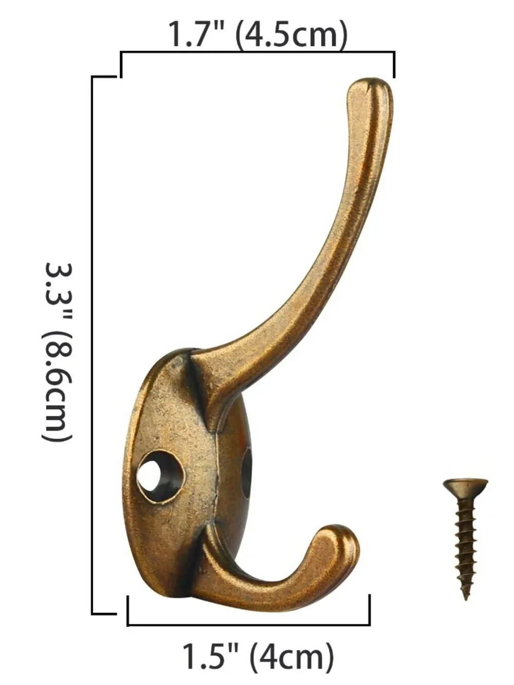 IBosins 12 Pack Antique Brass Coat Hooks Wall Mounted with 24 Screws Retro Doubl